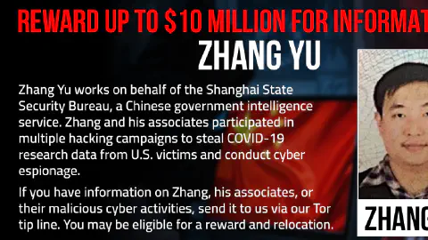 U.S. Offers Up to $10 Million for Tips on Zhang Yu, Charged in HAFNIUM Hacks